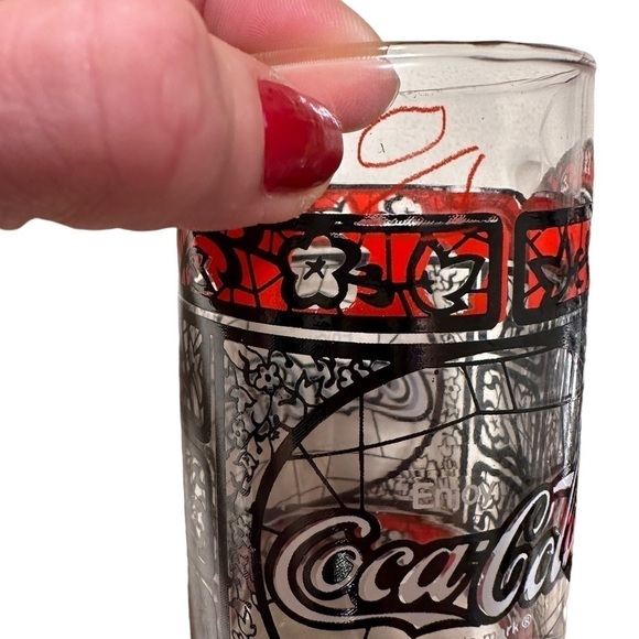 RARE-1 Vintage Coca-~Cola Glass Tiffany Style Stained, PRICE IS FOR ONE GLASS - Picture 6 of 17